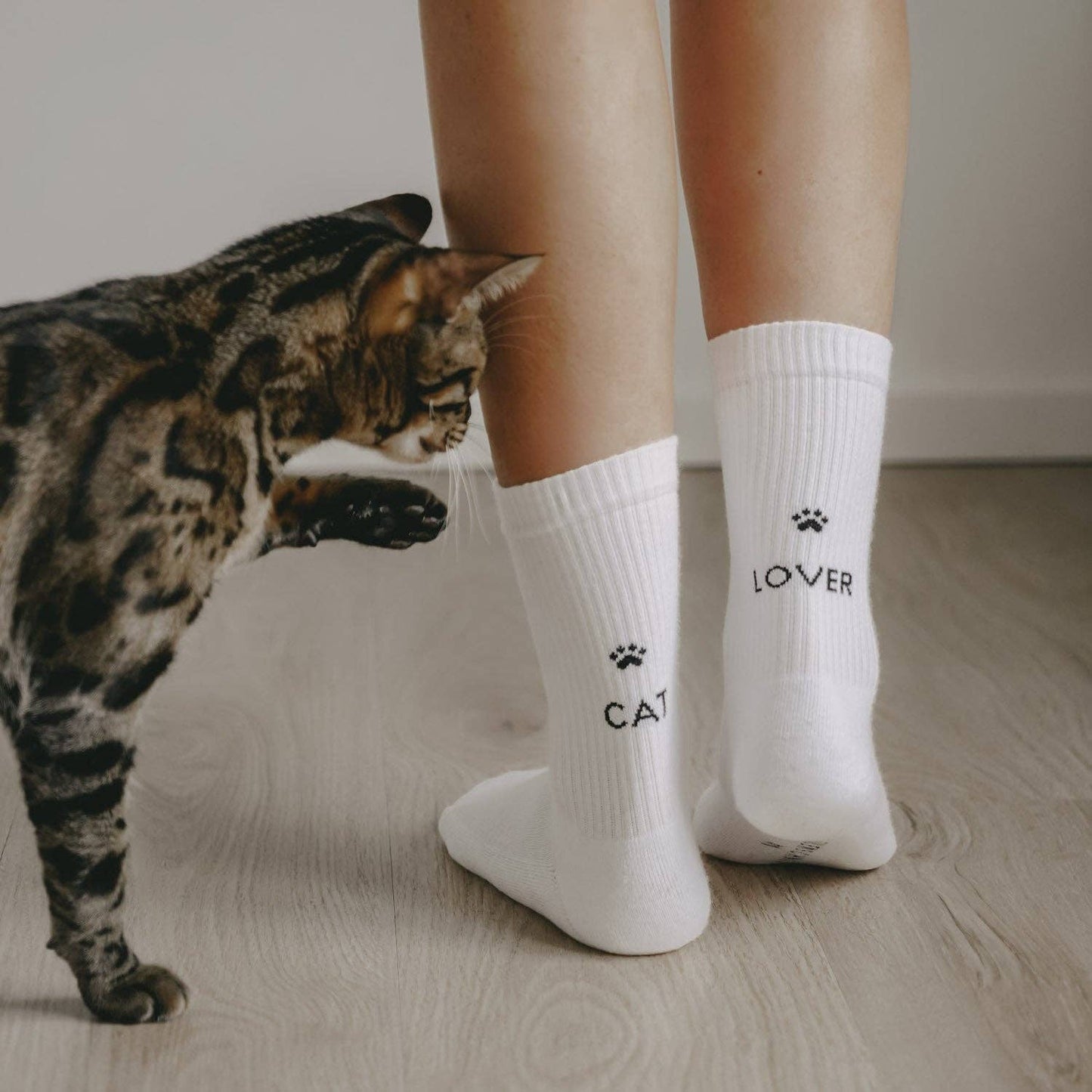 Eulenschnitt - Socken weiß Cat Lover S (VE = 5 Stk)