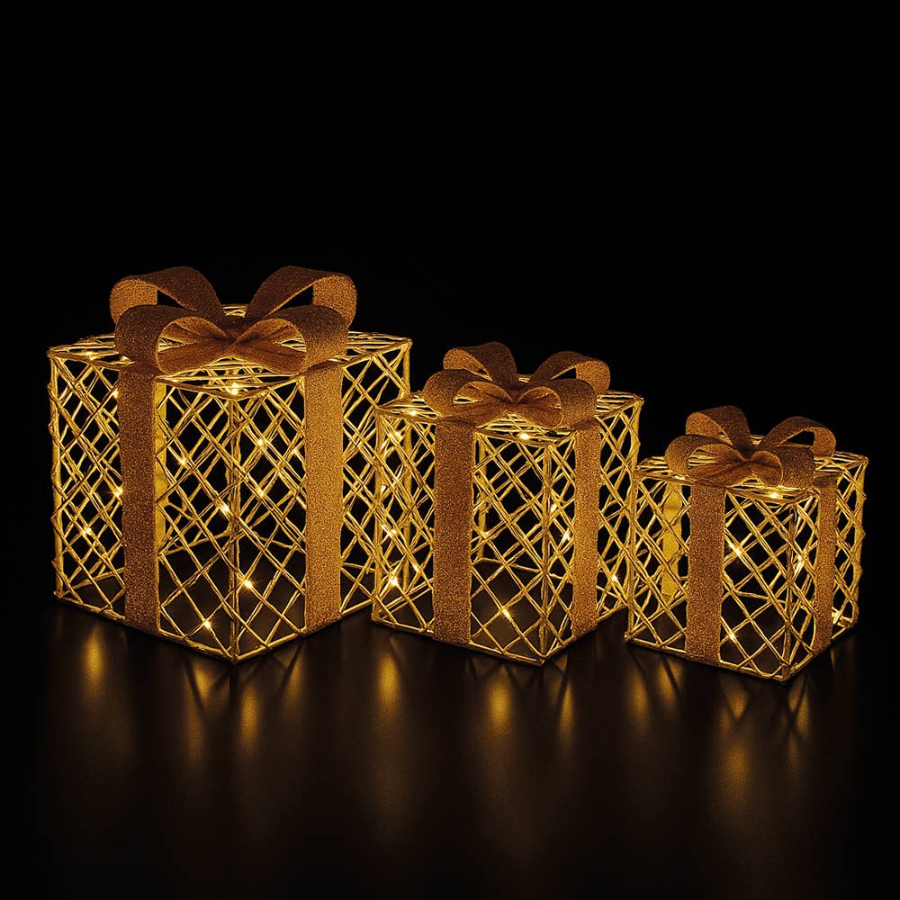 VdE Tivoli 1996 - XMAS SET 3 GESCHENKPAKETE MIT LED GOLD WEISS INT.