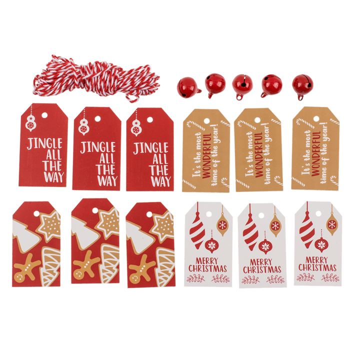 Out of the blue KG - Geschenkanhänger, naturrot, inklusive 6 Glöckchen