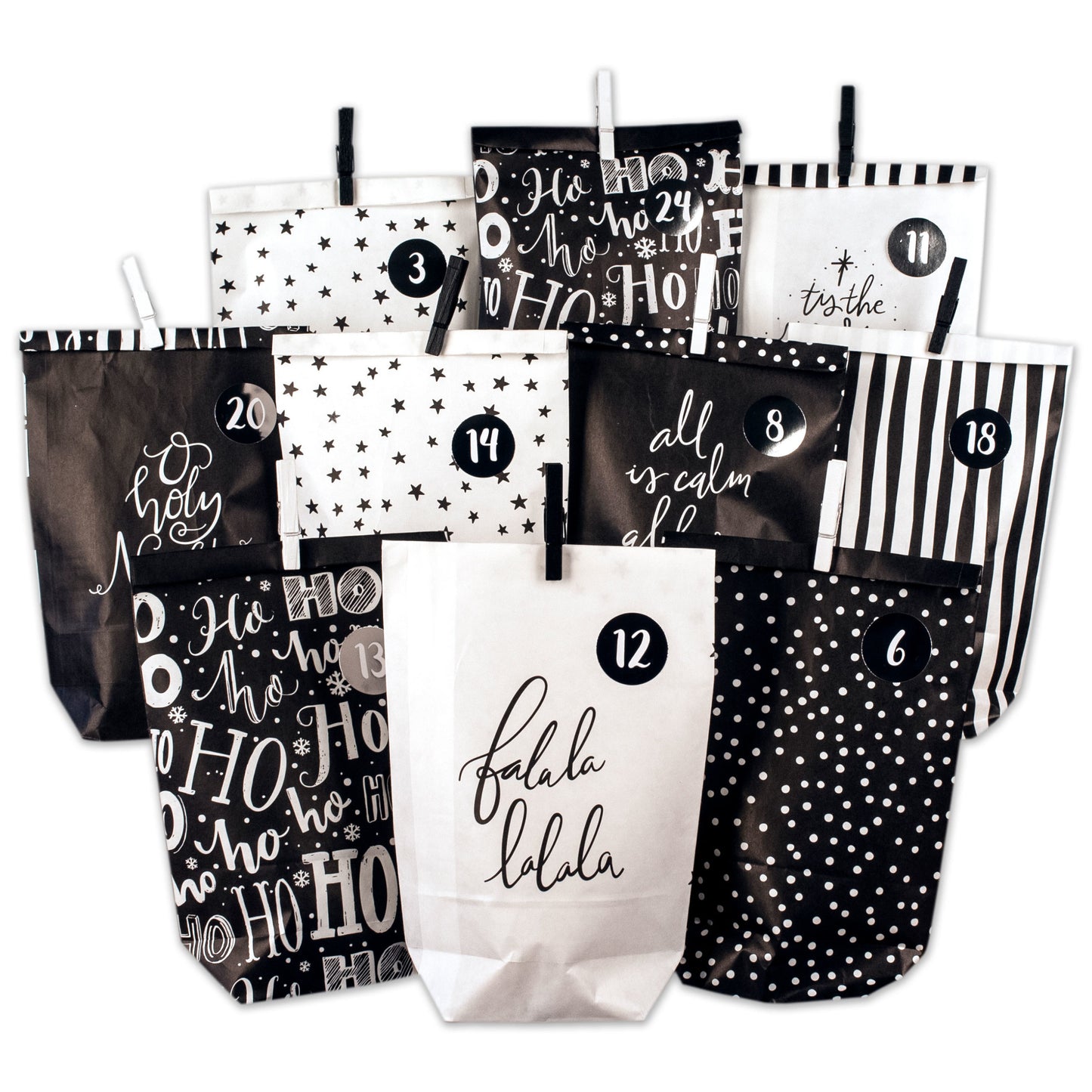 Adventskalender Tüten zum selberbasteln "black&white"