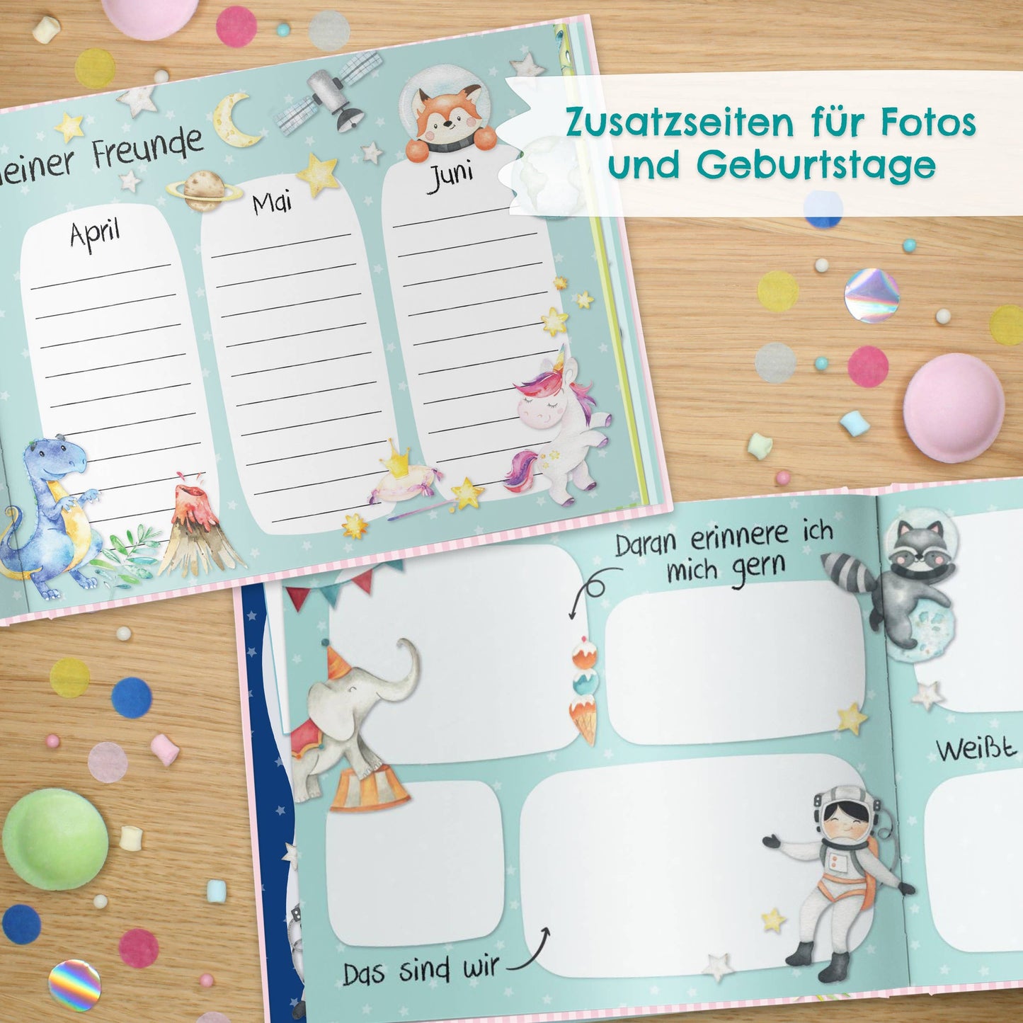 Papierdrachen - Freundebuch - - Design 3 - rosa Cover