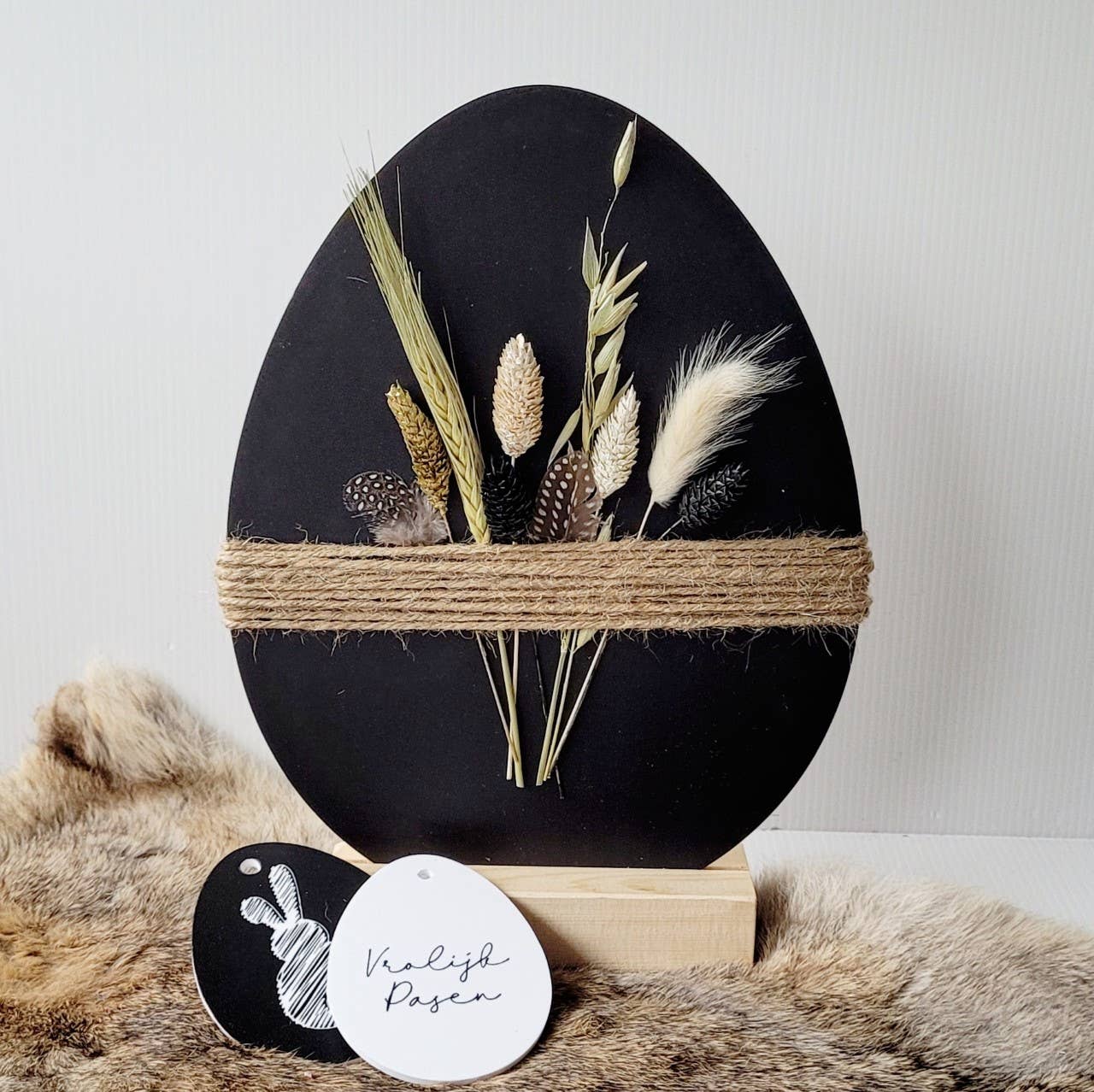 Labelgeluk - Osterei mit Trockenblumen | verschiedene Farben: Beige