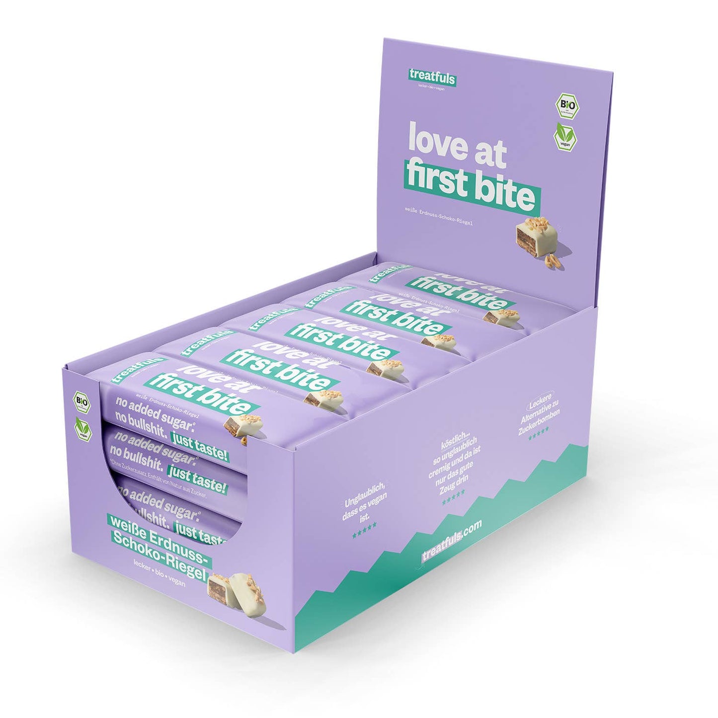 treatfuls - Weiße Schoko Erdnuss Riegel bio + vegan+ glutenfrei
