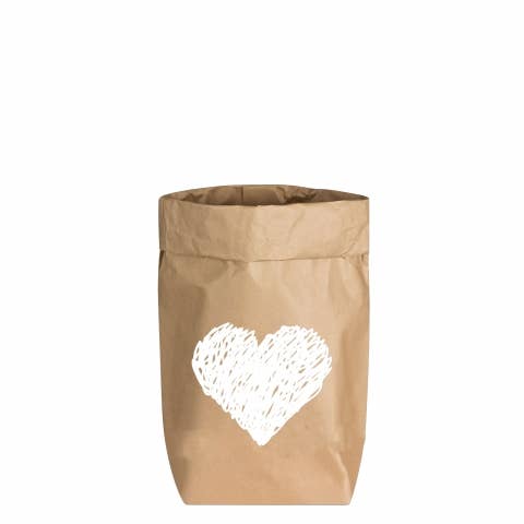 17;30 - Paperbags Small natur, HERZ (gemalt), weiss