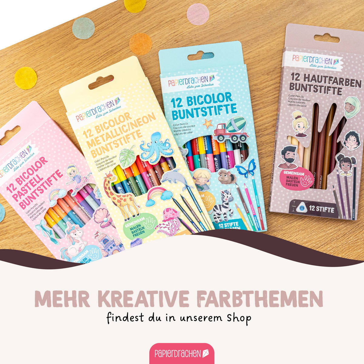 Papierdrachen - Papierdrachen 12 Buntstifte in Hautfarben