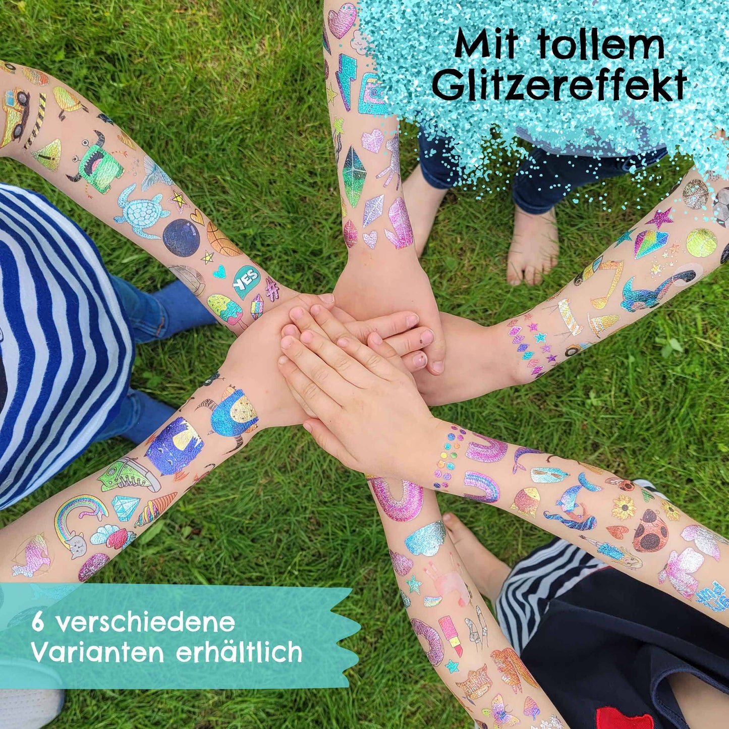 Papierdrachen - Metallic-Tattoo Set 5 - Wasserfarbmotive Jungs