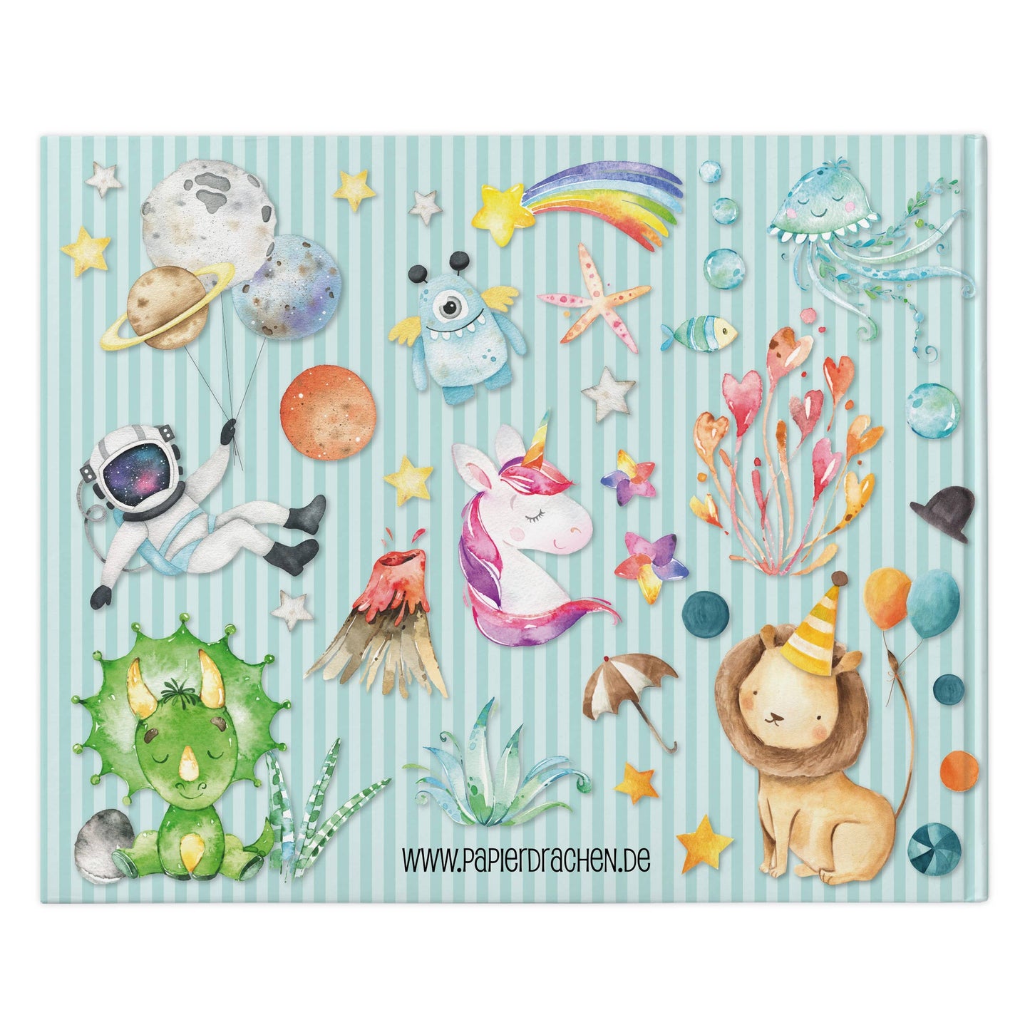 Papierdrachen - Freundebuch - - Design 4 - blaues Cover