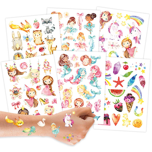 Papierdrachen - Kindergeburtstags-Tattoo Set 2 Mädchen