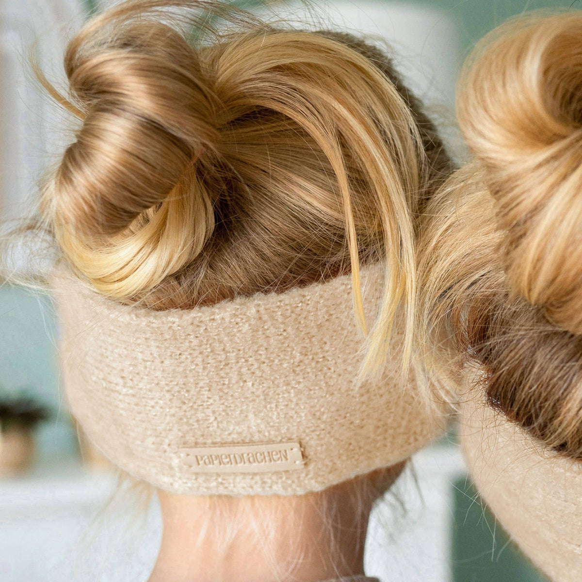 Papierdrachen - Papierdrachen Haarband aus Strick für Kinder - beige