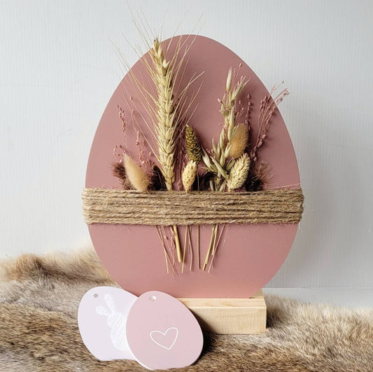 Labelgeluk - Osterei mit Trockenblumen | verschiedene Farben: Dunkles Rosa