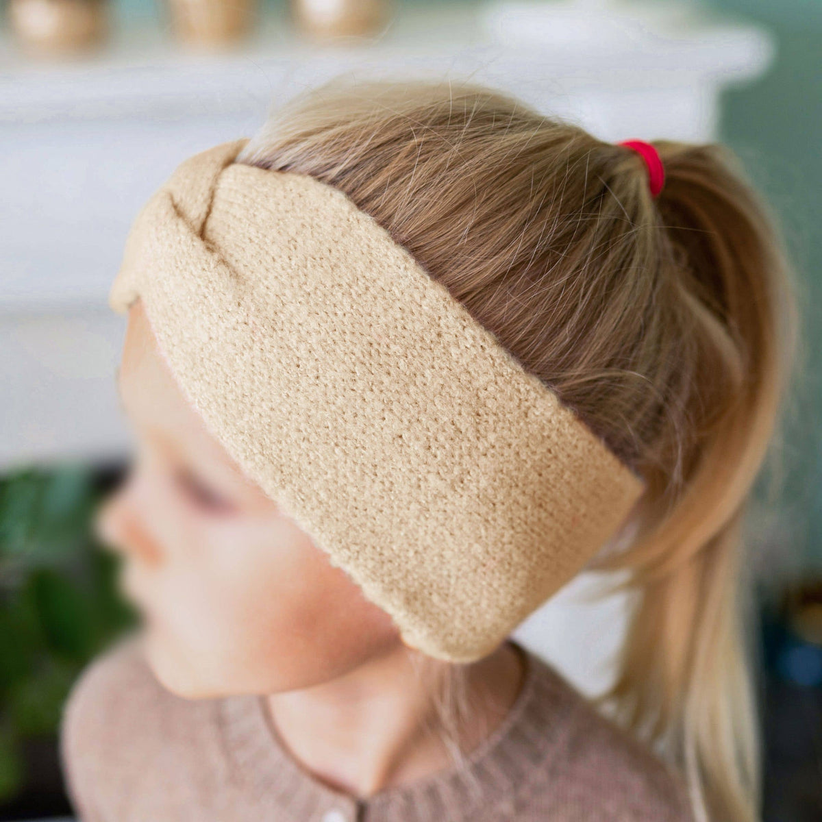 Papierdrachen - Papierdrachen Haarband aus Strick für Kinder - beige