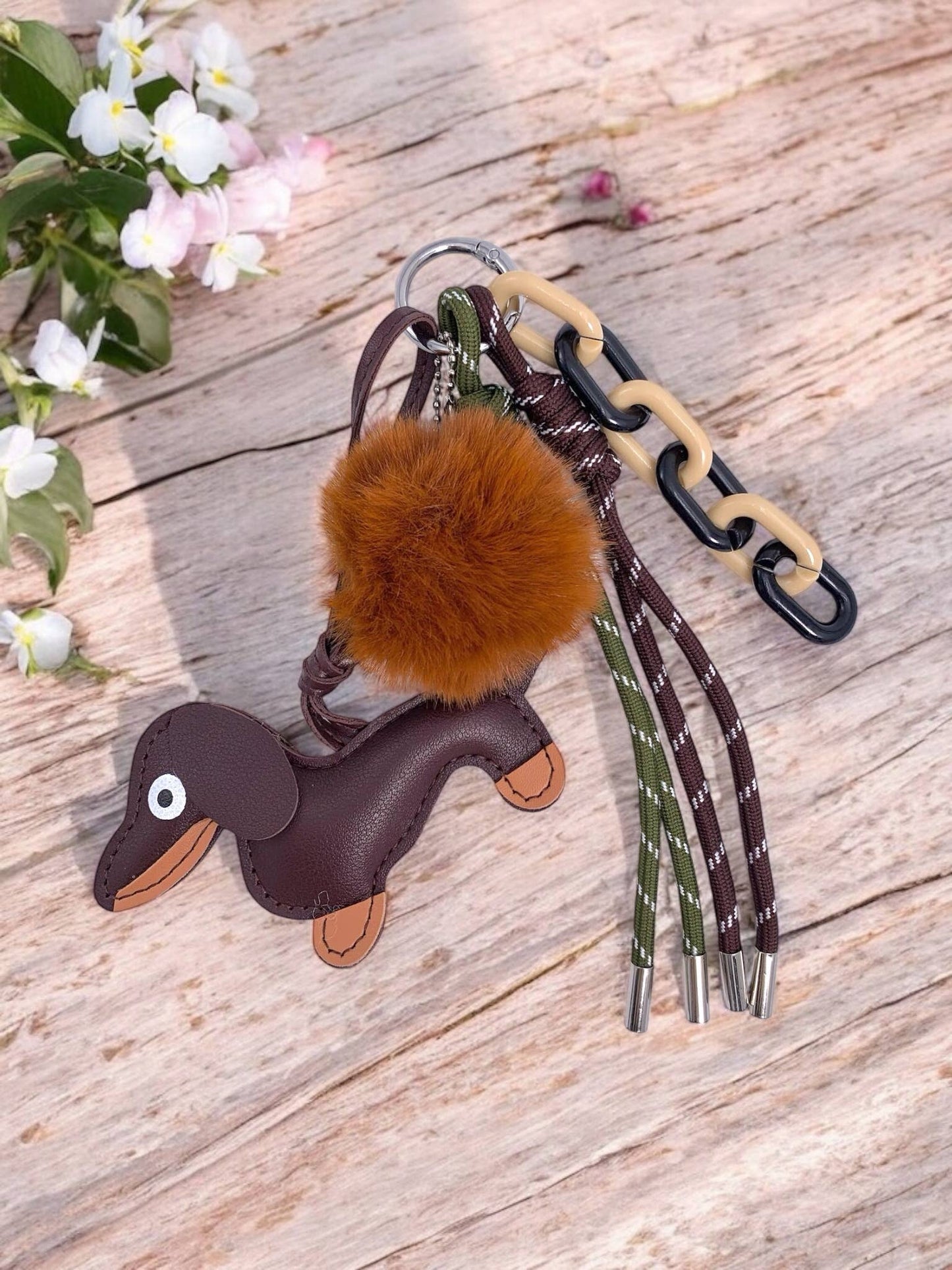 BYREN | ÉLINE L'ATELIER - Taschenanhänger und Schlüsselanhänger Hund und Pompon PC11