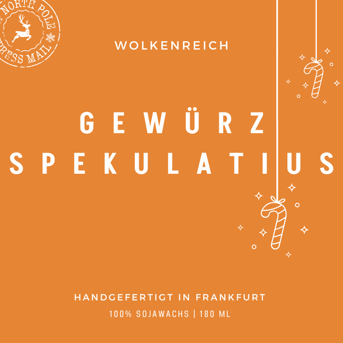 Wolkenreich - Spekulatius Duft Weihnachten | Duftkerze, Sojawachs 