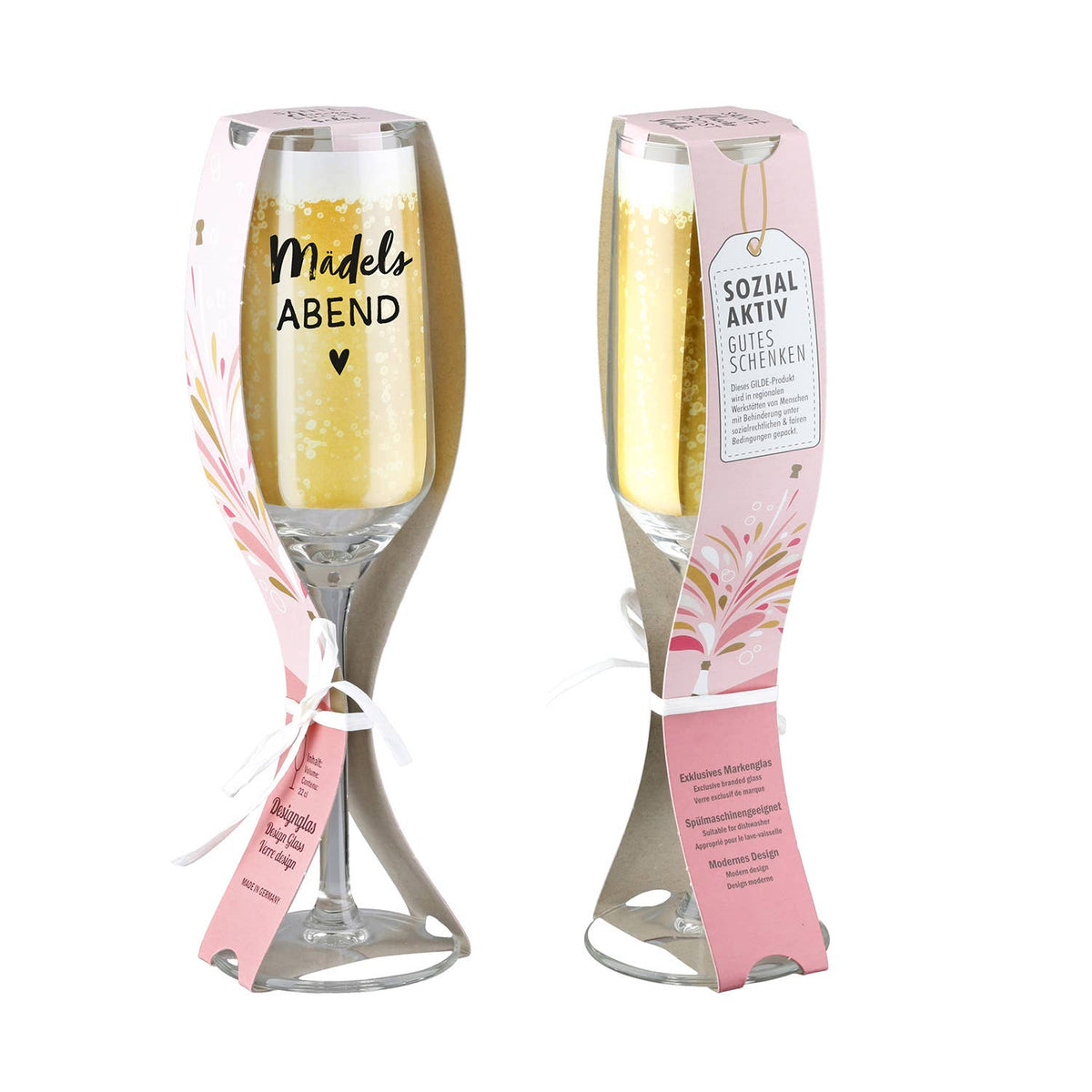 Gilde Handwerk Macrander GmbH & Co. KG - Sektglas Mädelsabend klar H. 23 cm, VE 6