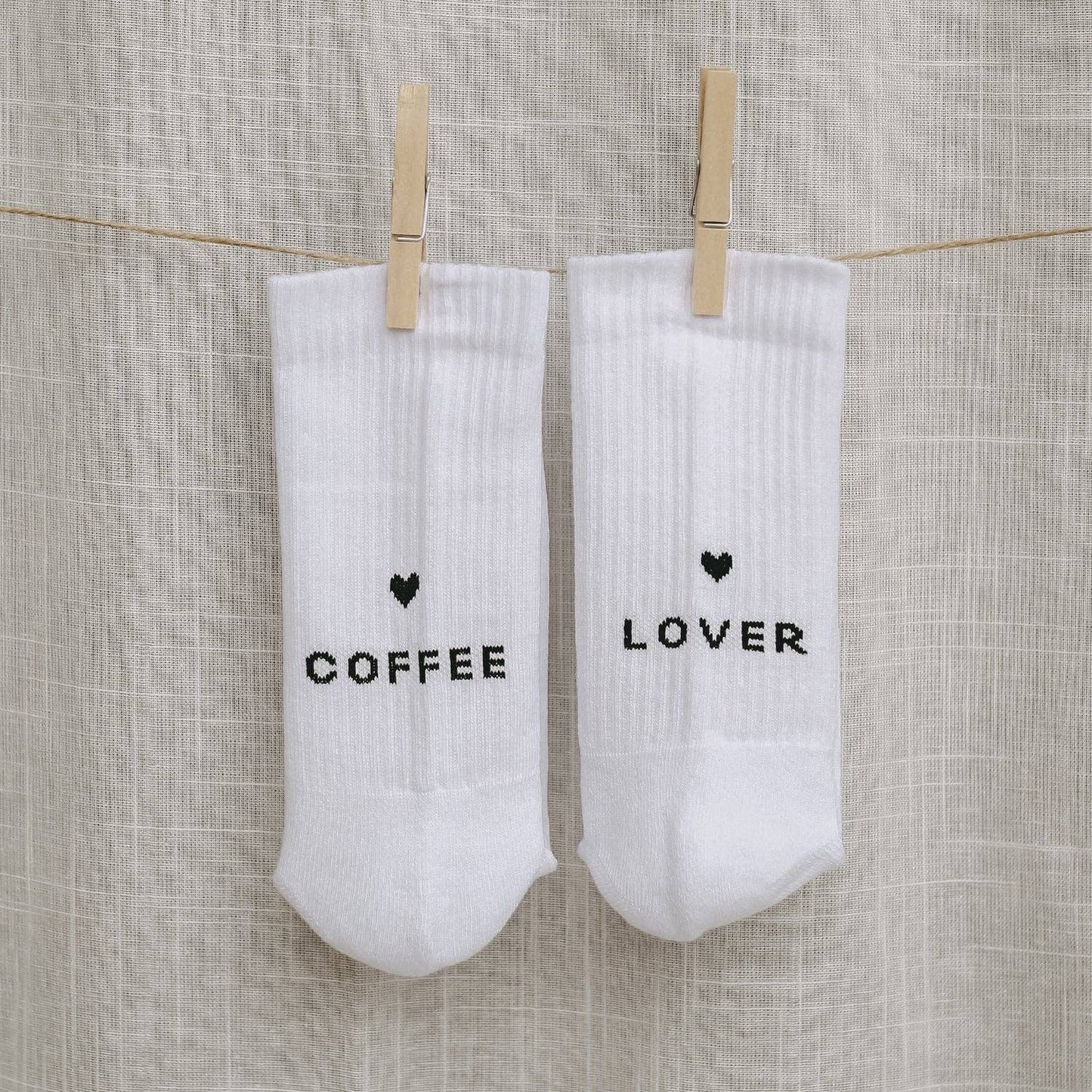 Eulenschnitt - Socken weiß Coffee Lover L (VE = 5 Stk.)