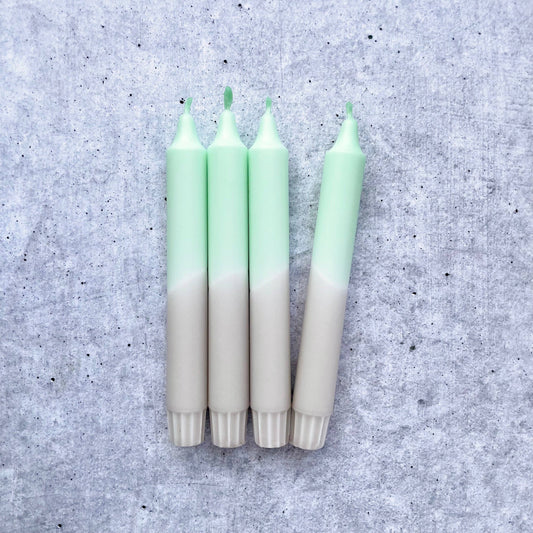 Wolkenreich - Dip Dye Kerzen | Boho beige-mint | 4er Set