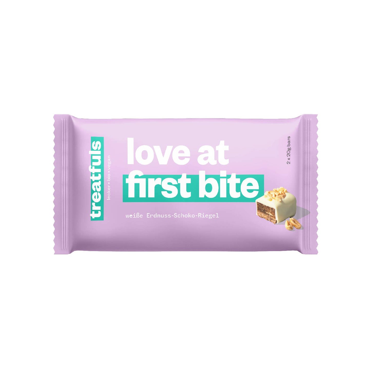 treatfuls - Weiße Schoko Erdnuss Riegel bio + vegan+ glutenfrei