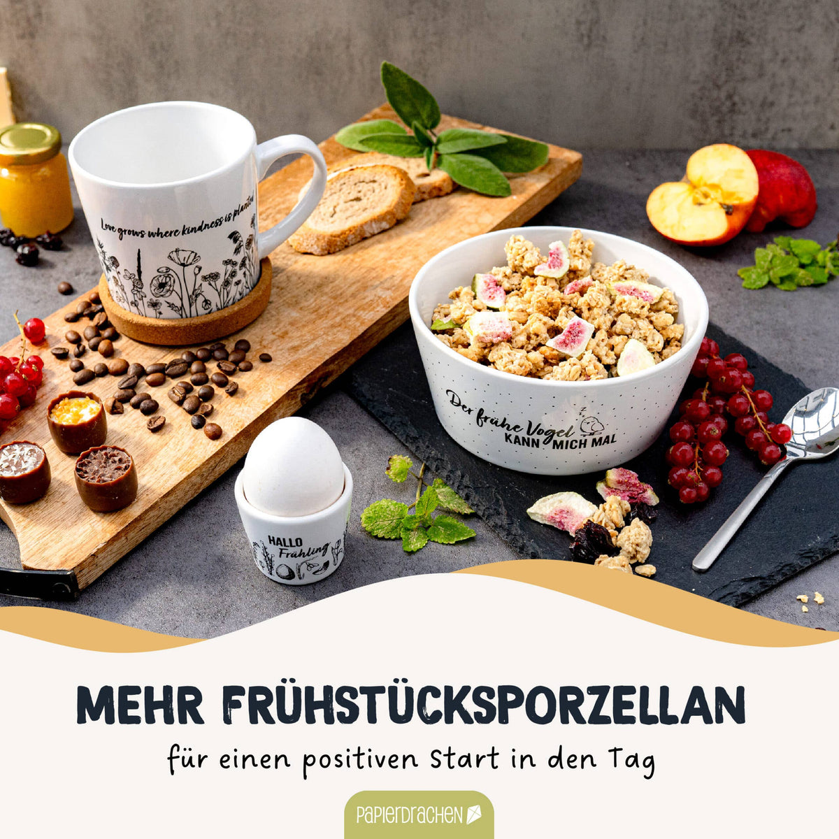 Papierdrachen - Papierdrachen Müslischale - Früher Vogel