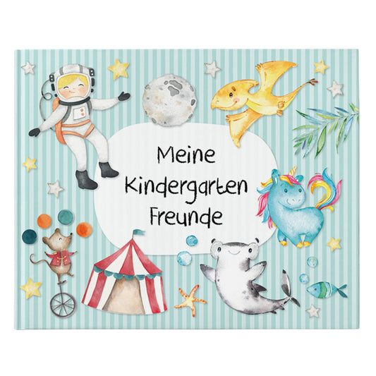 Papierdrachen - Freundebuch - - Design 4 - blaues Cover