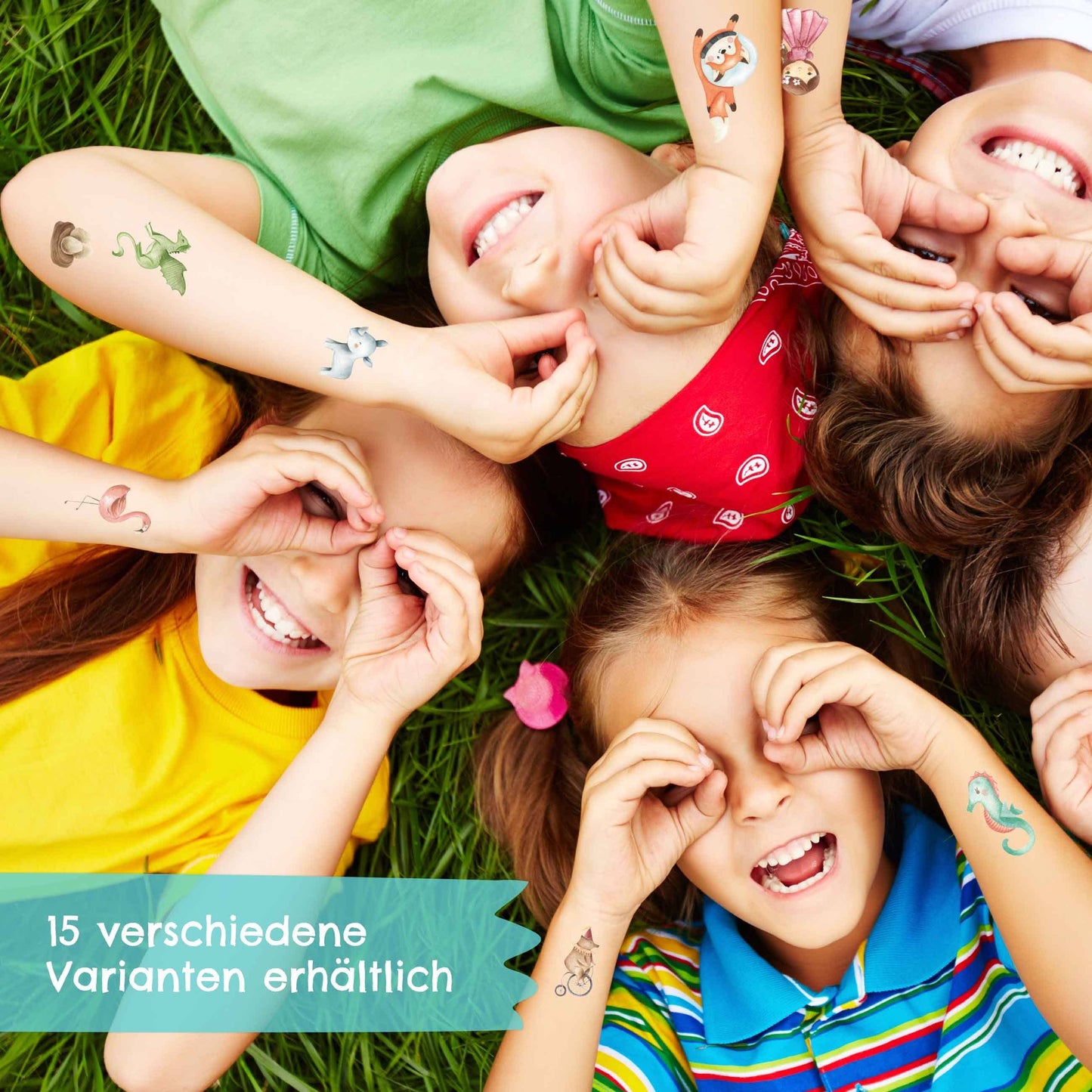 Papierdrachen - Kindergeburtstags-Tattoo Set 5 Bunter Mix