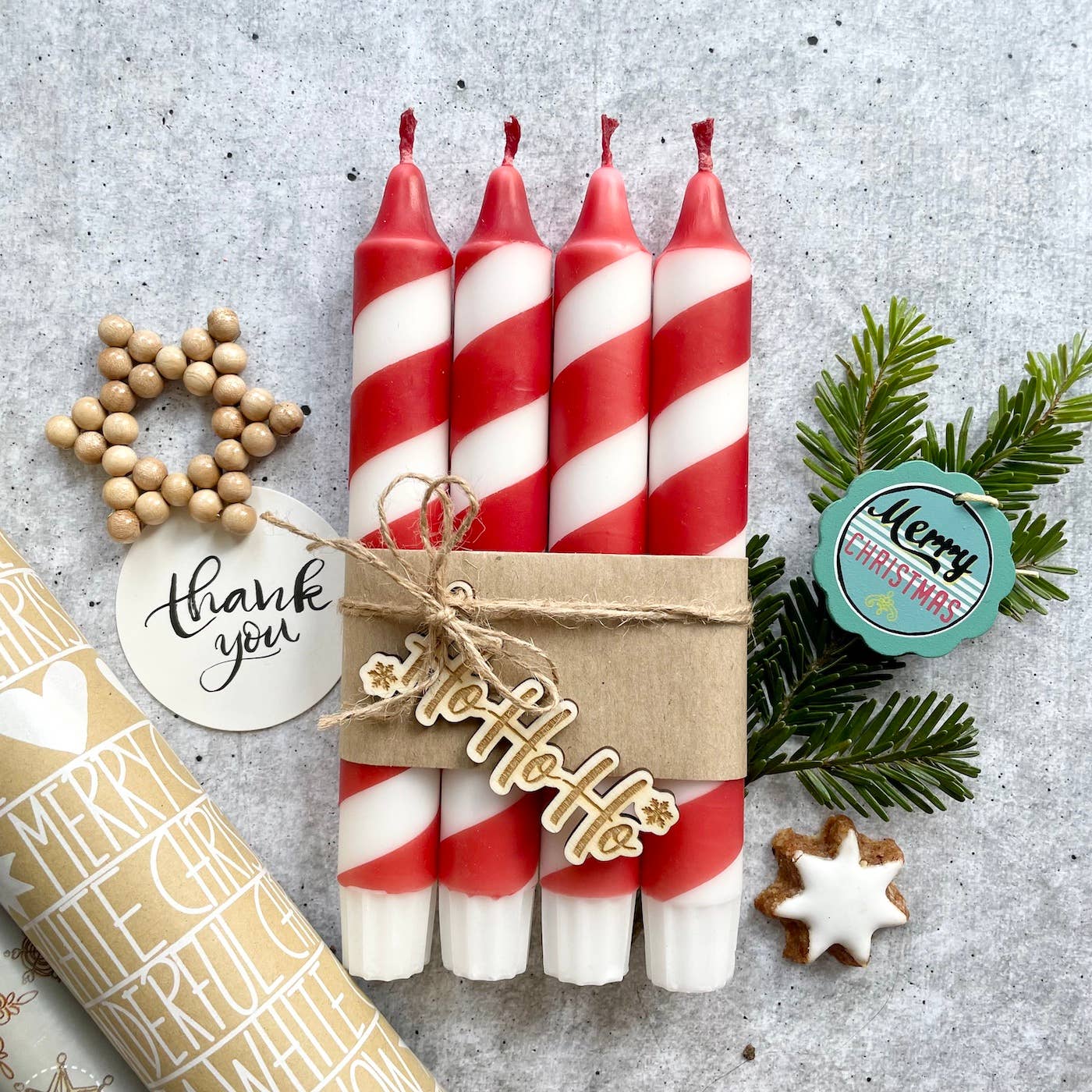 Wolkenreich - Dip Dye Kerzen Swirl | Zuckerstange Weihnachten rot | 4er VE