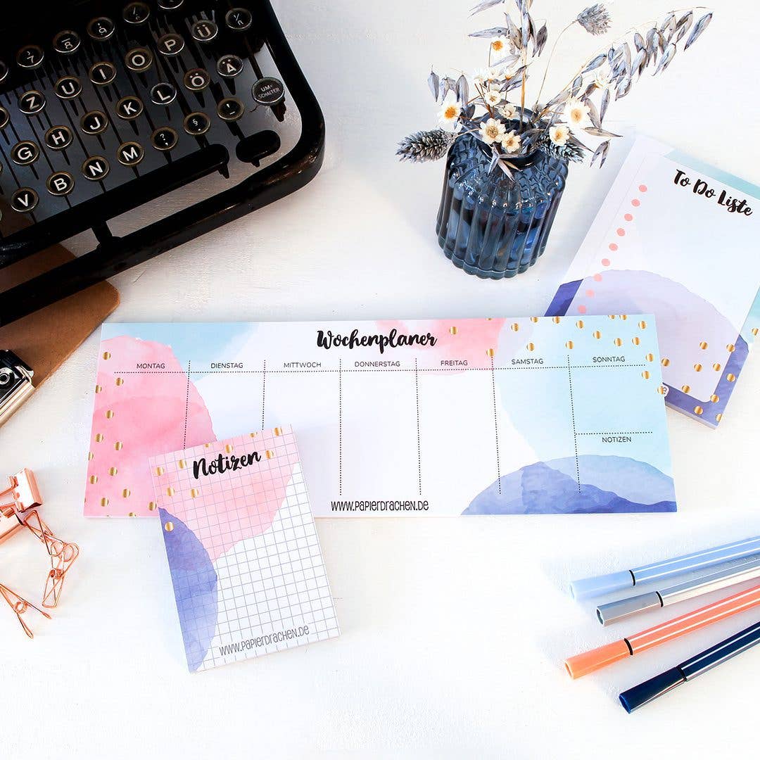 Papierdrachen - Papierdrachen Wochenplaner Set - Watercolor