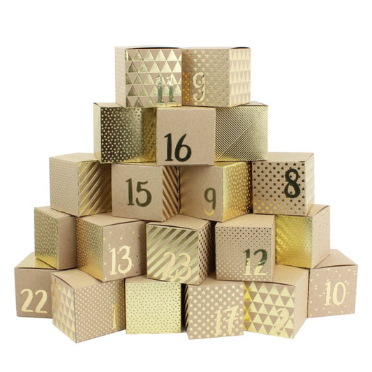 Adventskalender Kisten gold