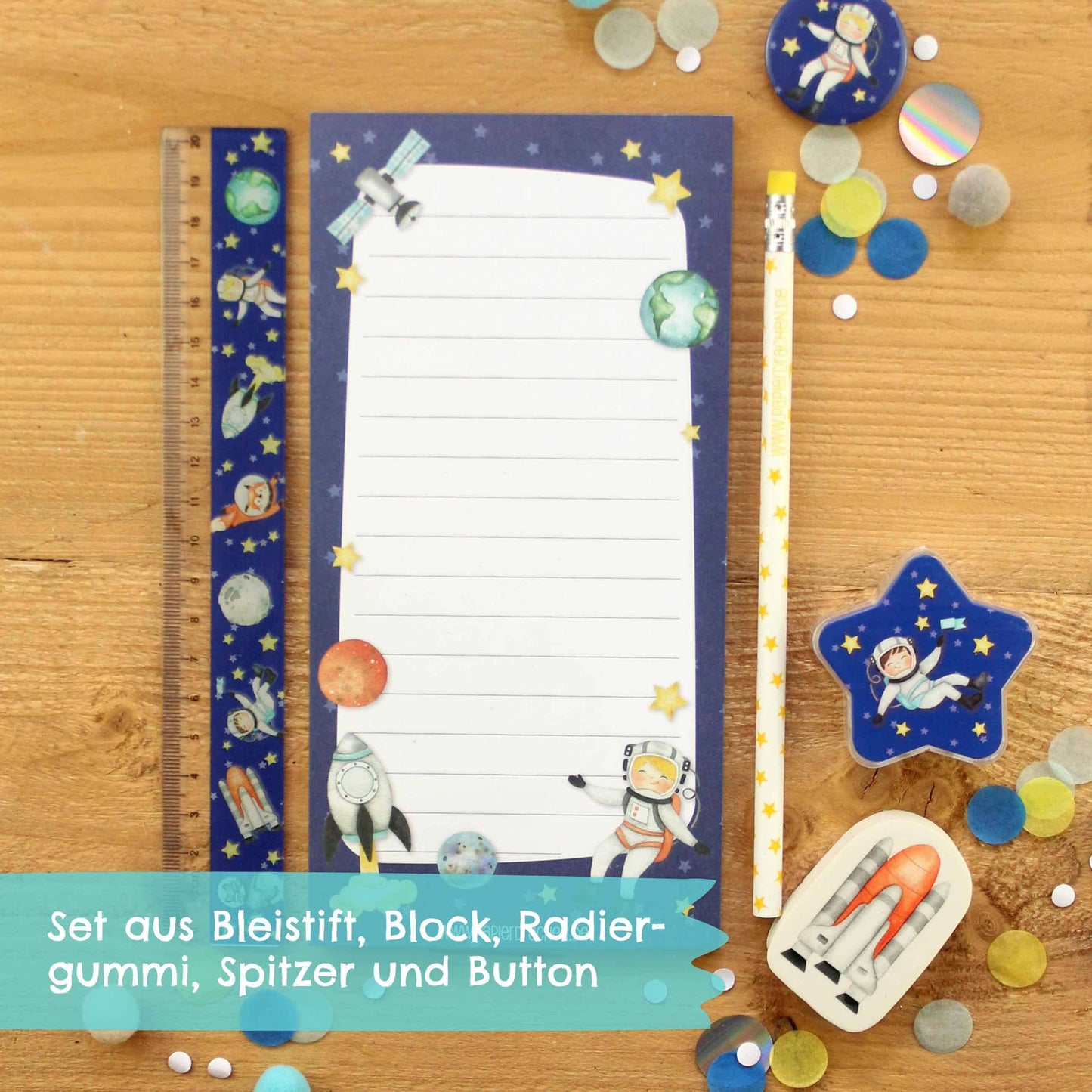 Papierdrachen - Schreibset Schule Astronaut Set 5