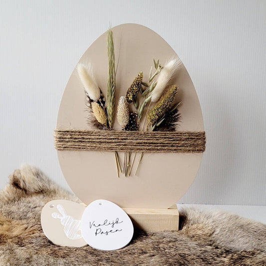 Labelgeluk - Osterei mit Trockenblumen | verschiedene Farben: Beige