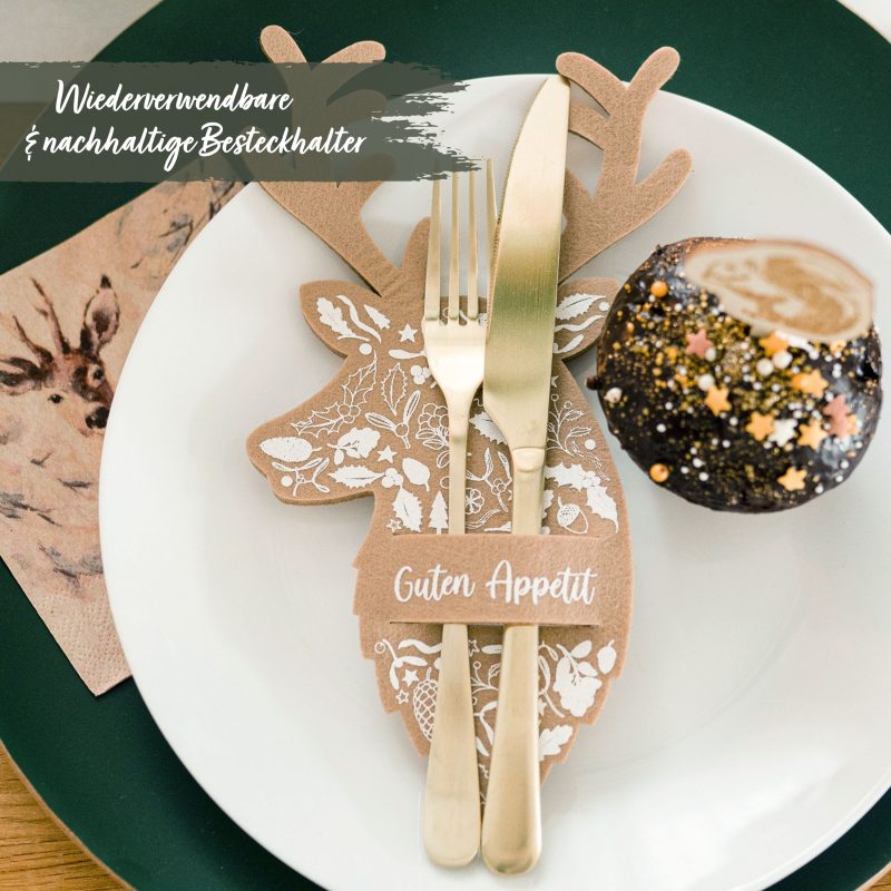 Filzbesteckhalter zu Weihnachten "Hirsch"