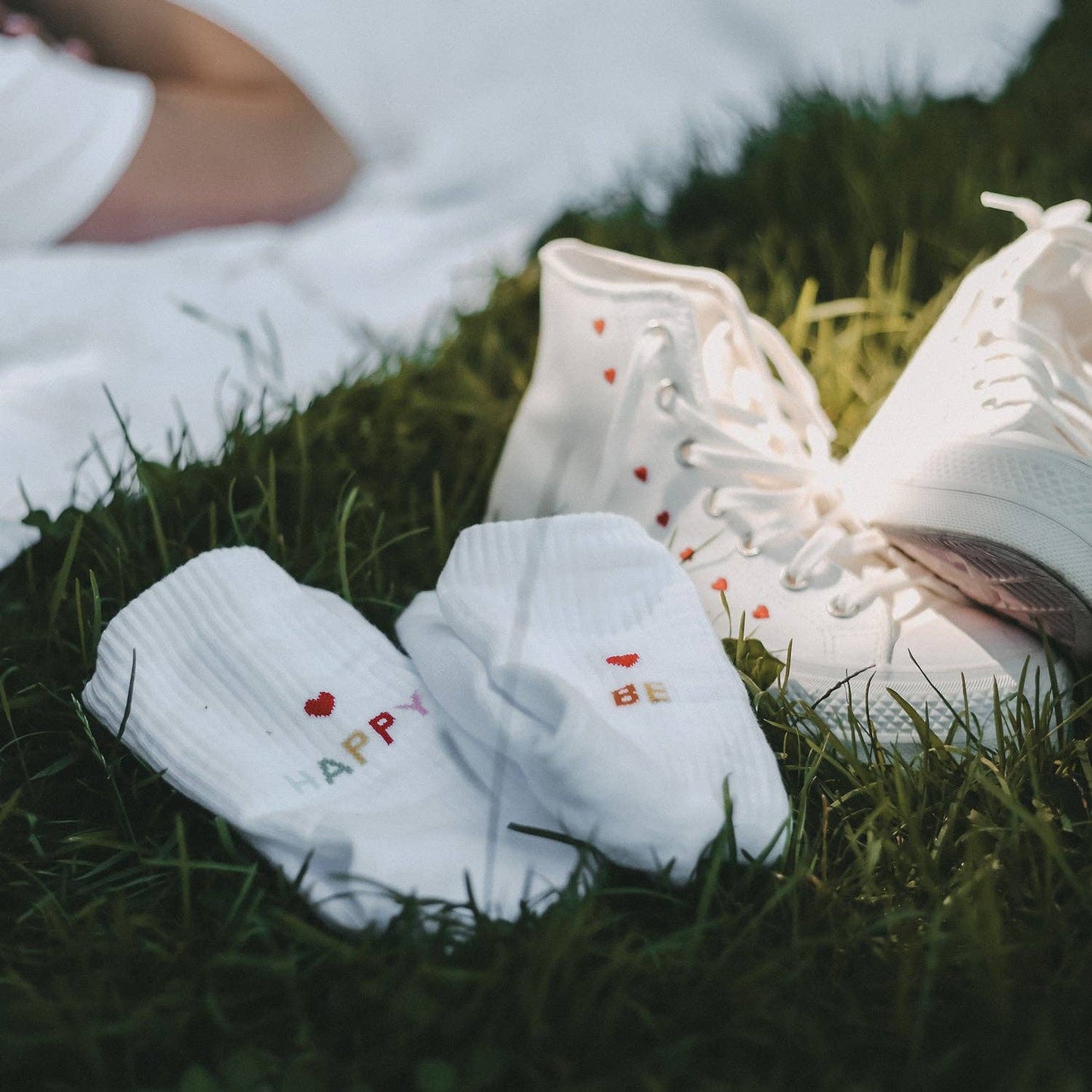 Eulenschnitt - Socken weiß Be happy S (VE = 5 Stk.)