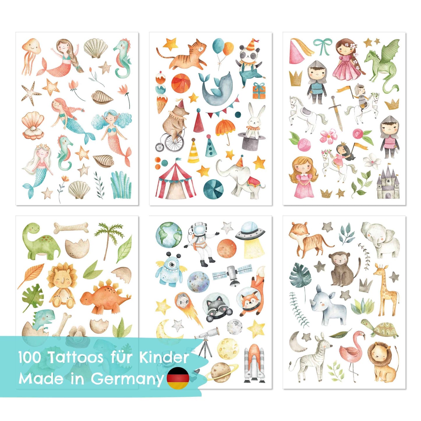 Papierdrachen - Kindergeburtstags-Tattoo Set 5 Bunter Mix