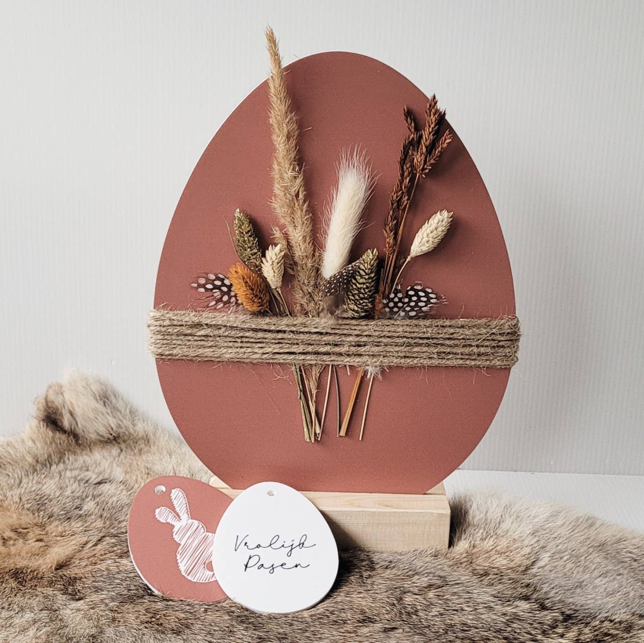 Labelgeluk - Osterei mit Trockenblumen | verschiedene Farben: Beige