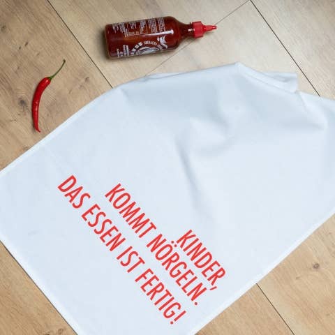 Geschirrtuch weiss, KINDER, KOMMT NÖRGELN