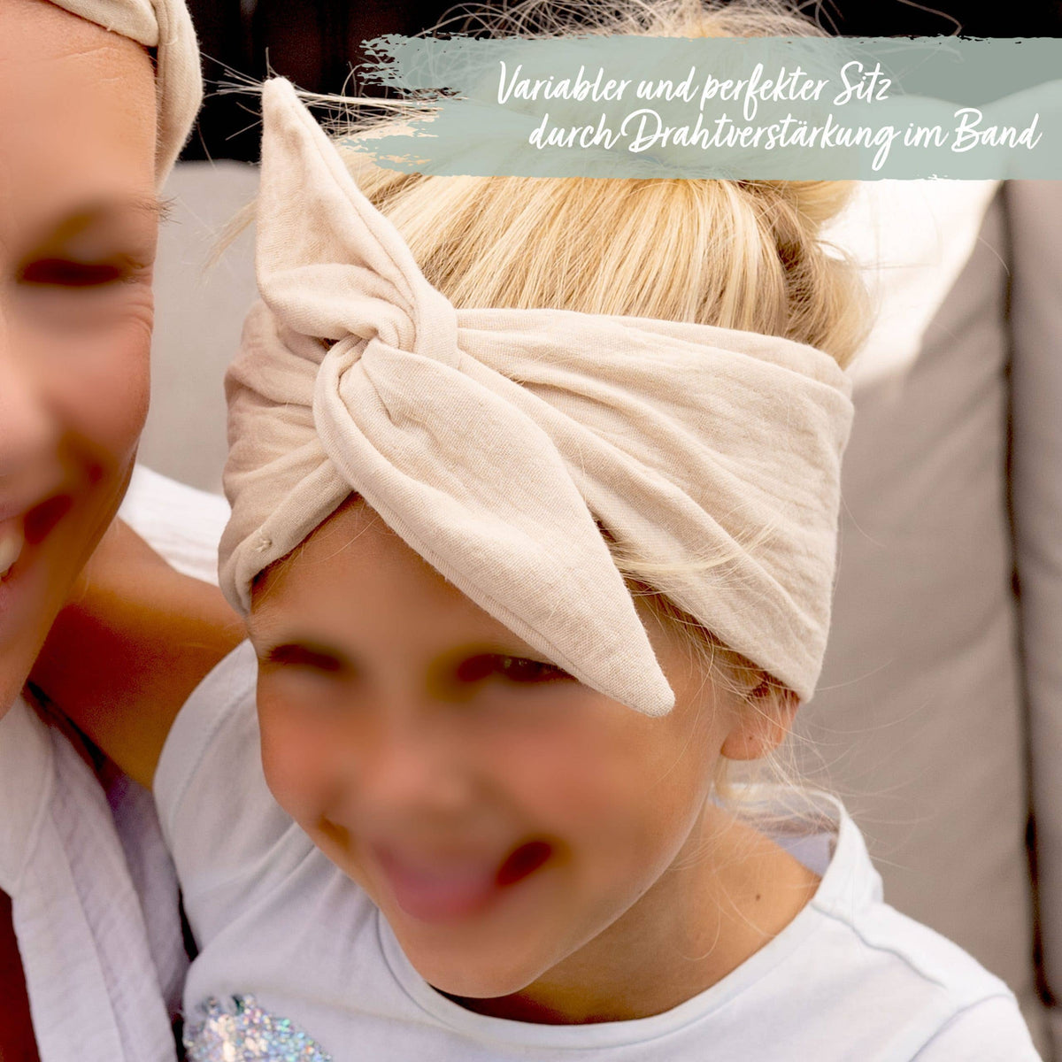 Papierdrachen - Papierdrachen Haarband aus Musselin für Kinder - beige