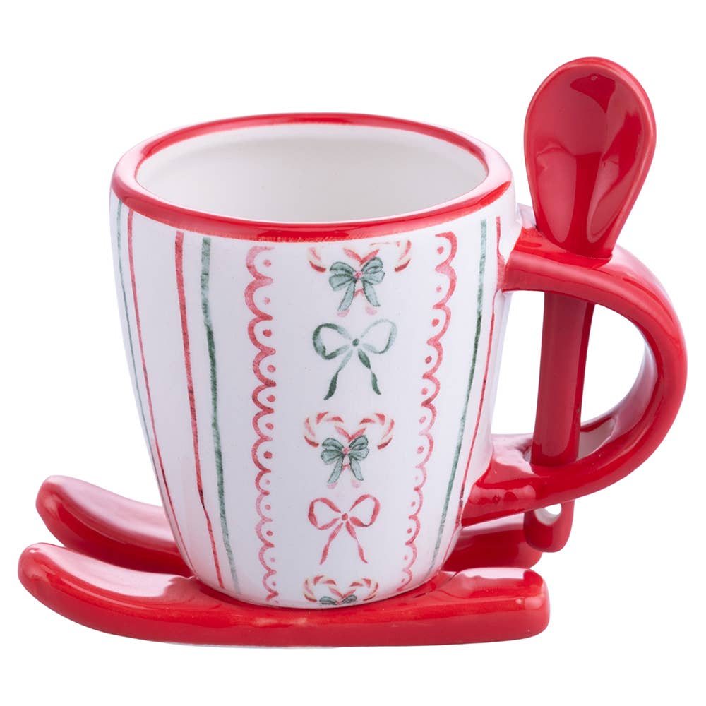 VdE Tivoli 1996 - XMAS FLOCKEN KAFFEETASSE SCHLITTEN/LÖFFEL 3 ASS