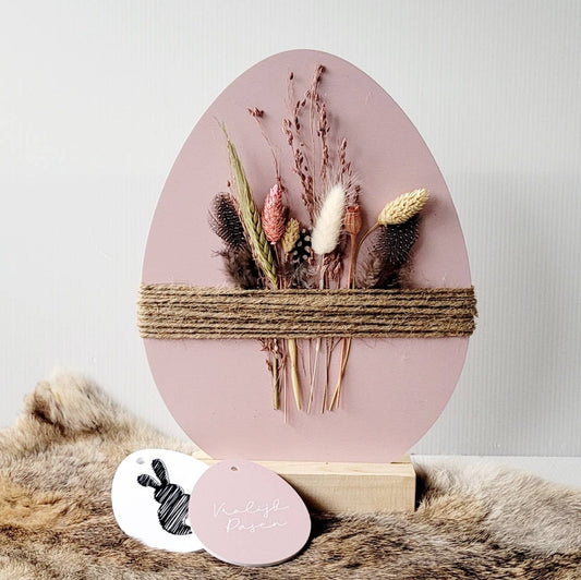 Labelgeluk - Osterei mit Trockenblumen | verschiedene Farben: Altes Rosa