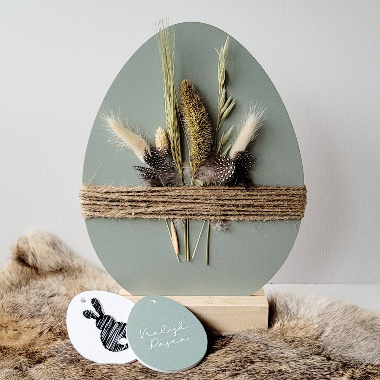 Labelgeluk - Osterei mit Trockenblumen | verschiedene Farben: Beige