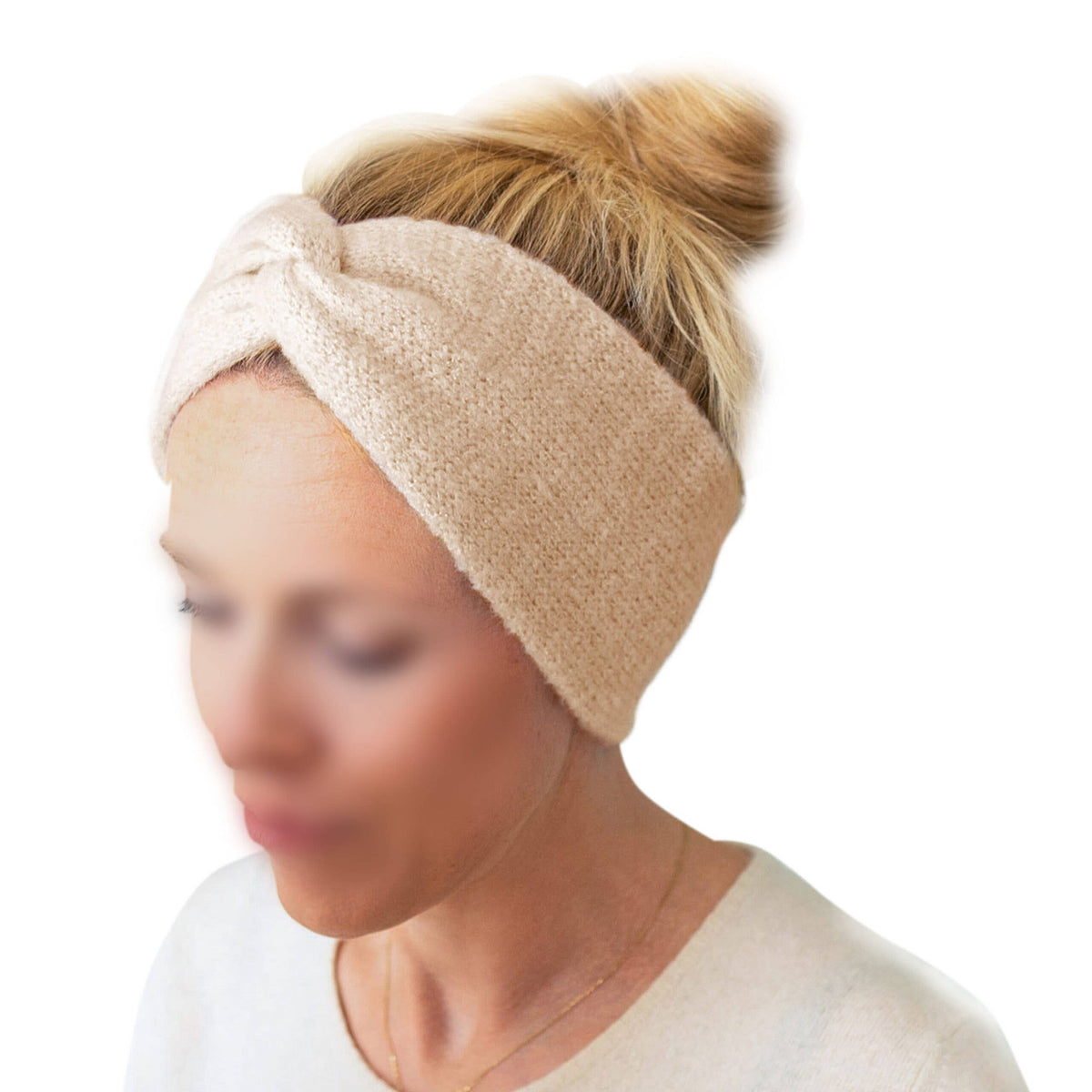 Papierdrachen - Papierdrachen Haarband aus Strick für Frauen - beige
