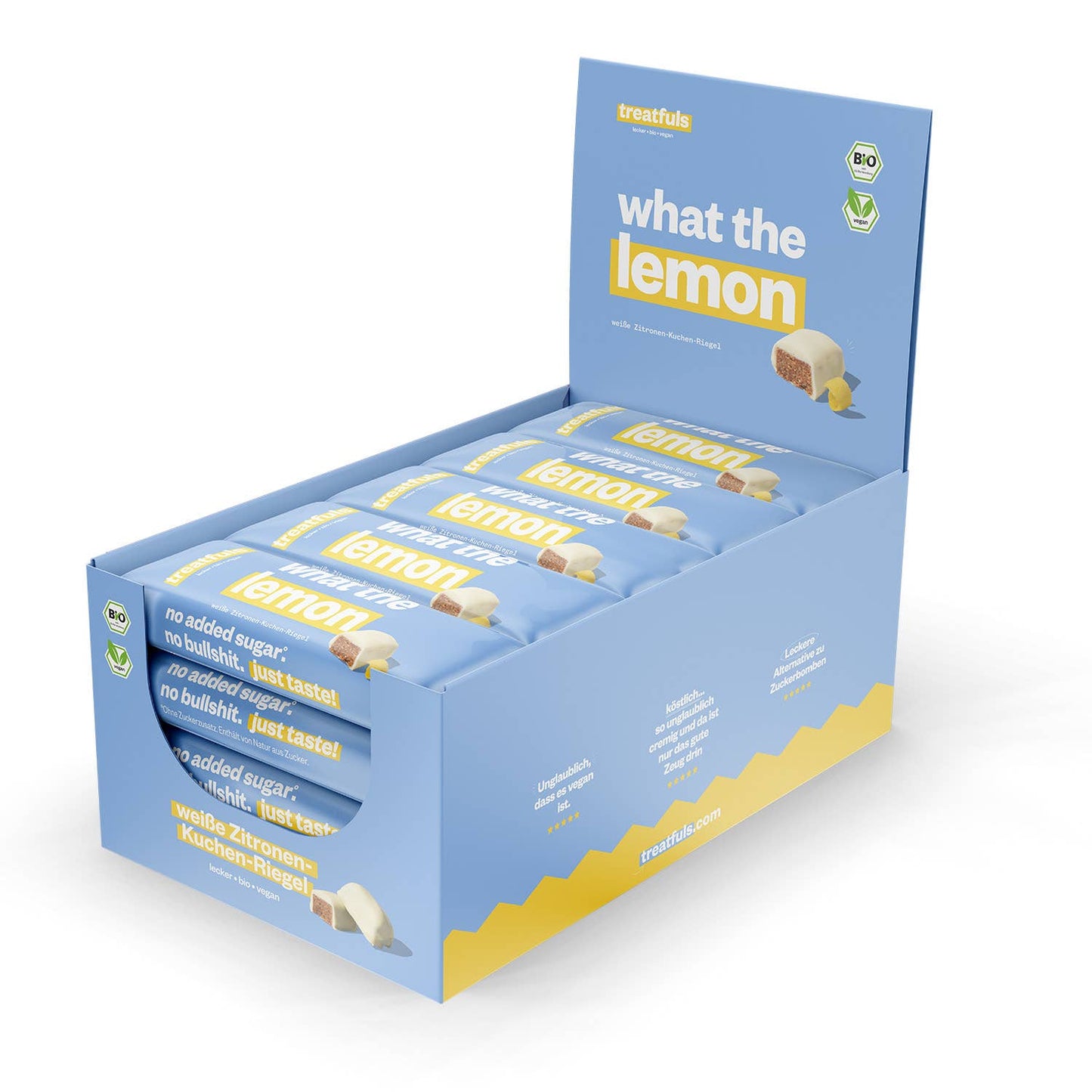 treatfuls - Weiße Schoko Zitronenkuchen Riegel bio+vegan+glutenfrei