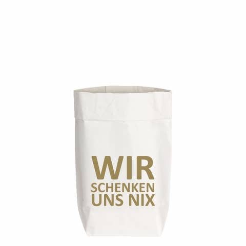 17;30 - Paperbags Small weiss, WIR SCHENKEN UNS NIX, gold