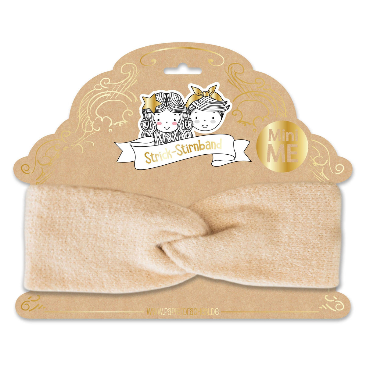 Papierdrachen - Papierdrachen Haarband aus Strick für Kinder - beige