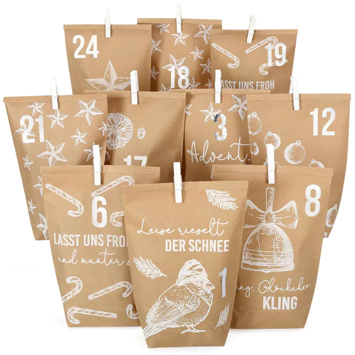 Adventskalender zum Befüllen "White Christmas"