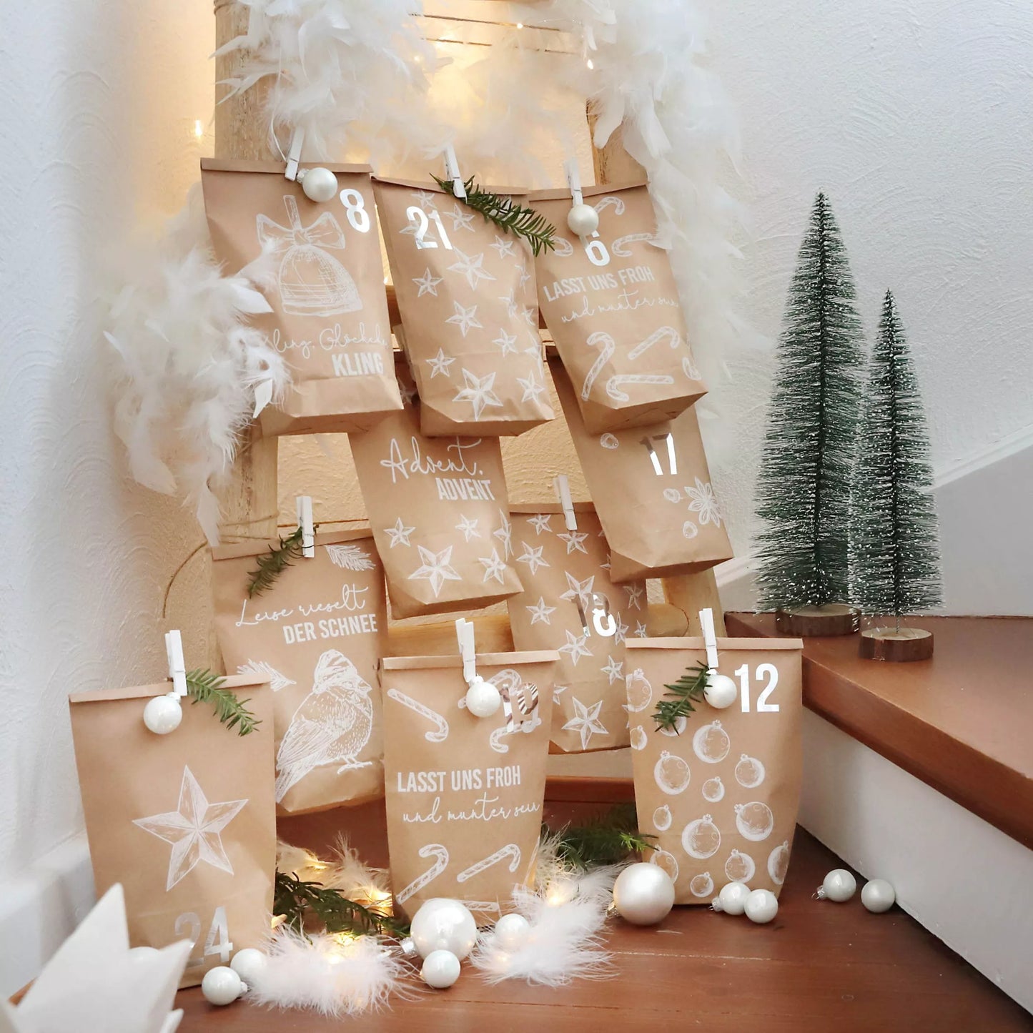 Adventskalender zum Befüllen "White Christmas"