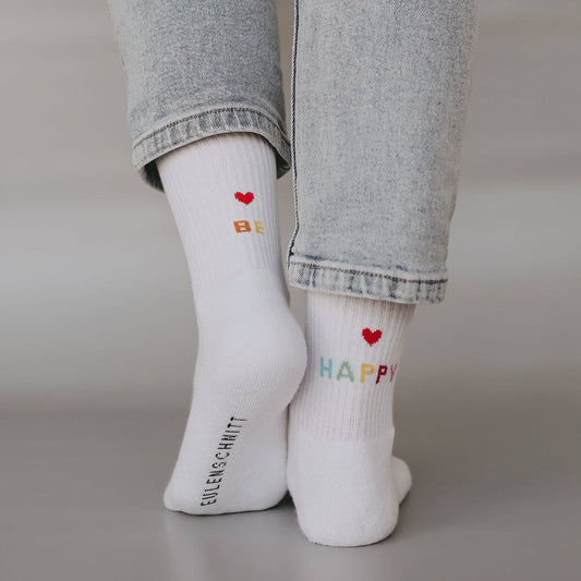 Eulenschnitt - Socken weiß Be happy M (VE = 5 Stk.)