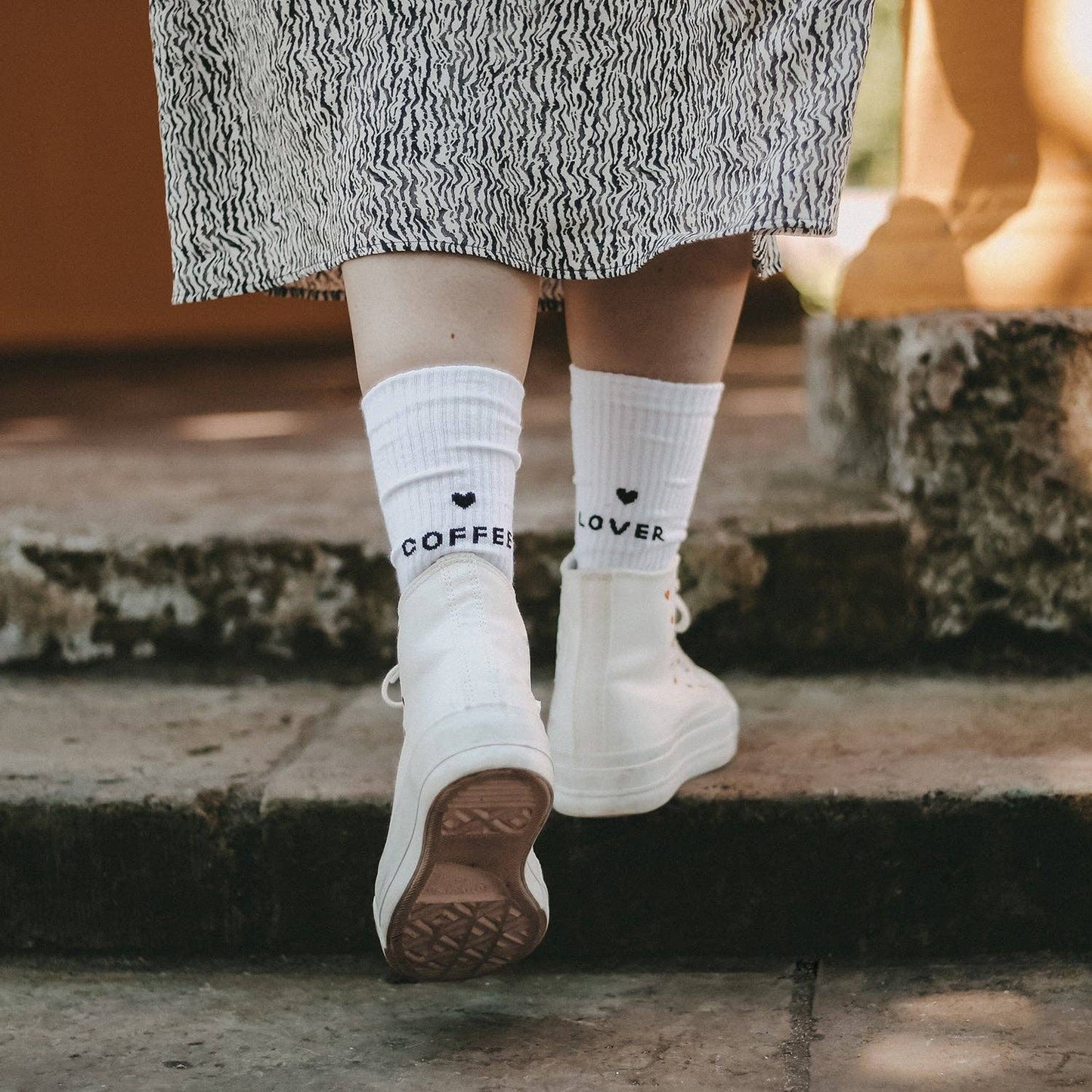 Eulenschnitt - Socken weiß Coffee Lover L (VE = 5 Stk.)