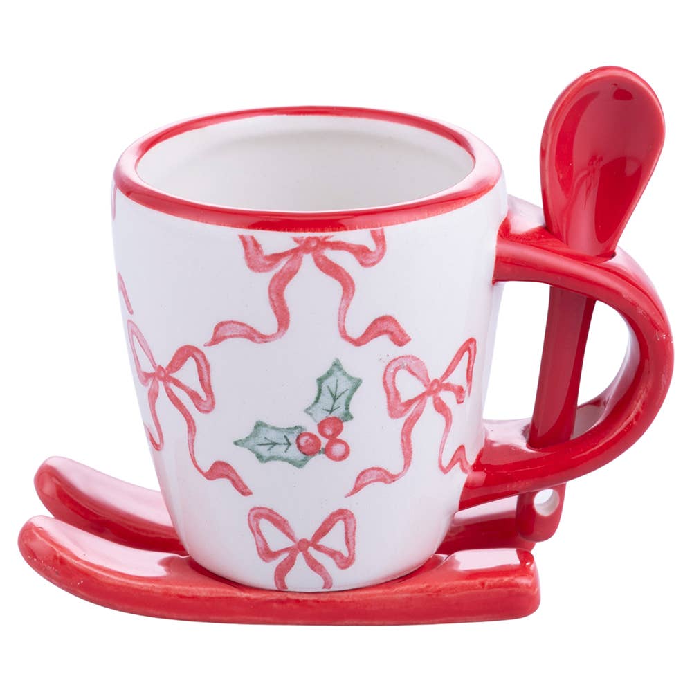VdE Tivoli 1996 - XMAS FLOCKEN KAFFEETASSE SCHLITTEN/LÖFFEL 3 ASS