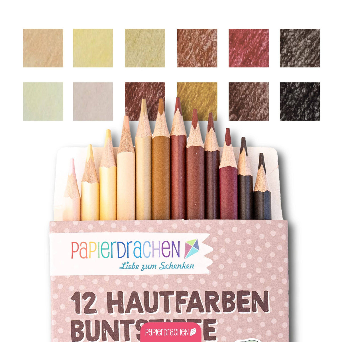Papierdrachen - Papierdrachen 12 Buntstifte in Hautfarben