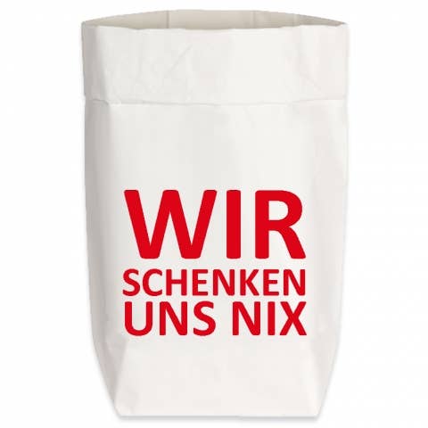 17;30 - Paperbags Small weiss, WIR SCHENKEN UNS NIX, rot