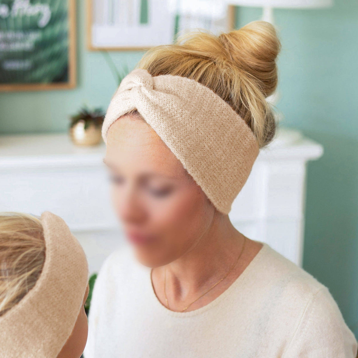 Papierdrachen - Papierdrachen Haarband aus Strick für Frauen - beige